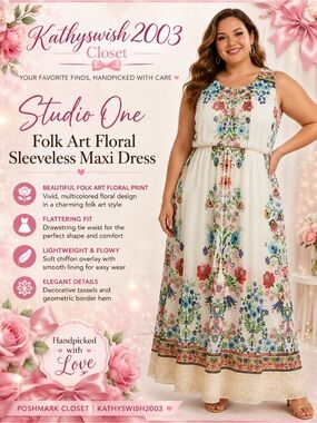 Studio One White Maxi Dress with Multicolor Floral Print